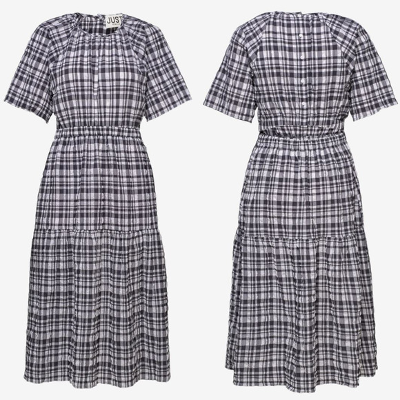 Anthropologie Just Female Hamilton Midi Dress Large Gingham Lightweight Cottage - Picture 5 of 15